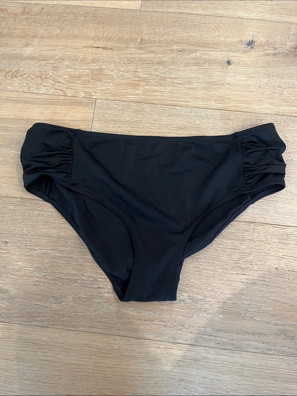 Classic Black Ruched-Side Bikini Bottoms